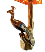 PAIR OF WILLY DARO STYLE BRASS PEACOCK LAMPS BY REGINA WITH NEW BESPOKE SHADES