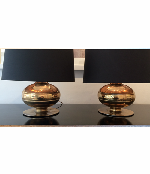 PAIR OF BRASS ITALIAN TABLE LAMPS BY LUCI