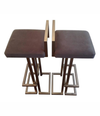 PAIR OF BRUSHED STEEL BAR STOOLS