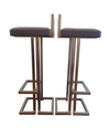 PAIR OF BRUSHED STEEL BAR STOOLS