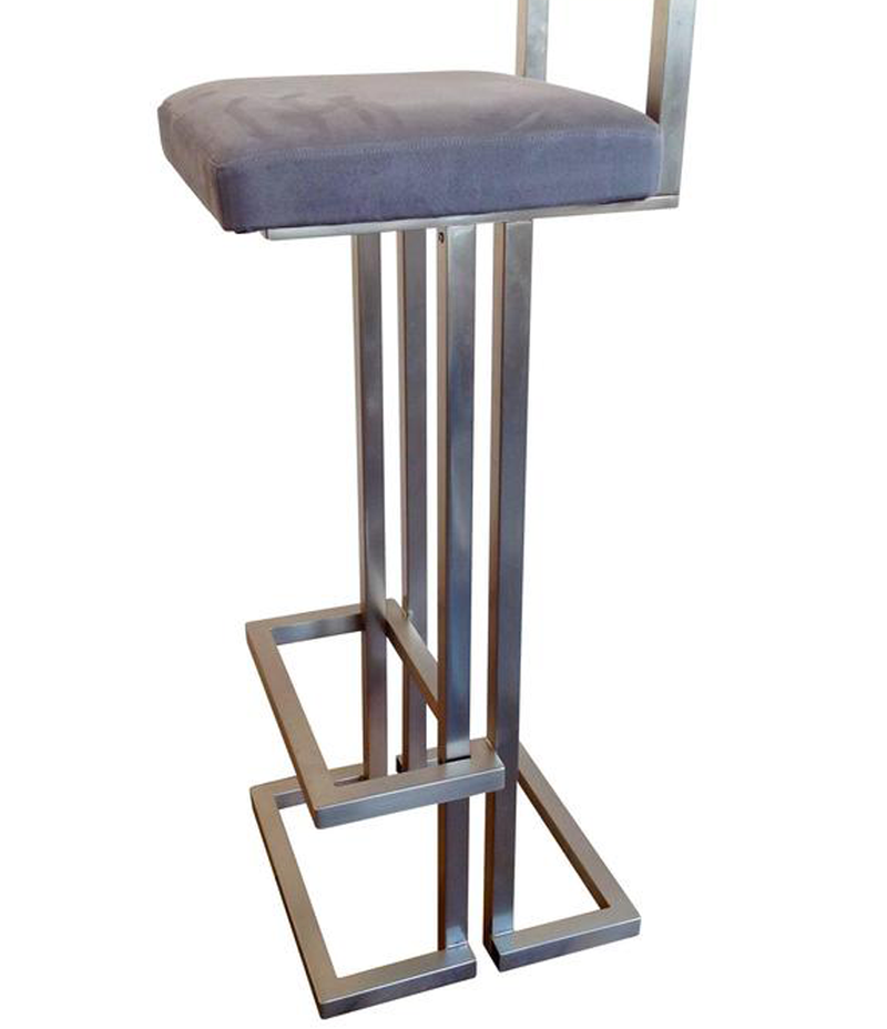 PAIR OF BRUSHED STEEL BAR STOOLS