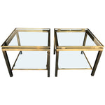 PAIR OF GILT METAL SIDE TABLES IN THE GUY LEFEVRE STYLE