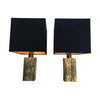 PAIR OF ITALIAN BRASS LAMPS WITH BAMBOO RELIEF DESIGN