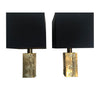 PAIR OF ITALIAN BRASS LAMPS WITH BAMBOO RELIEF DESIGN