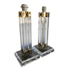 PAIR OF ITALIAN LUCITE AND GILT METAL LAMPS