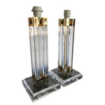 PAIR OF ITALIAN LUCITE AND GILT METAL LAMPS