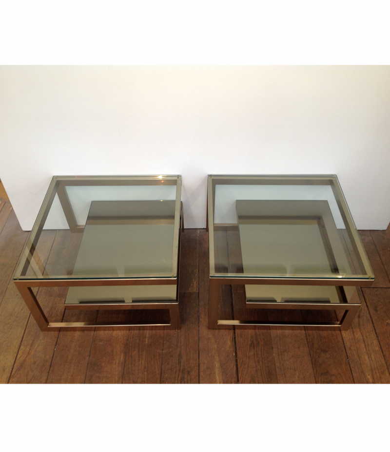 Pair of Belgo chrome  G side tables 