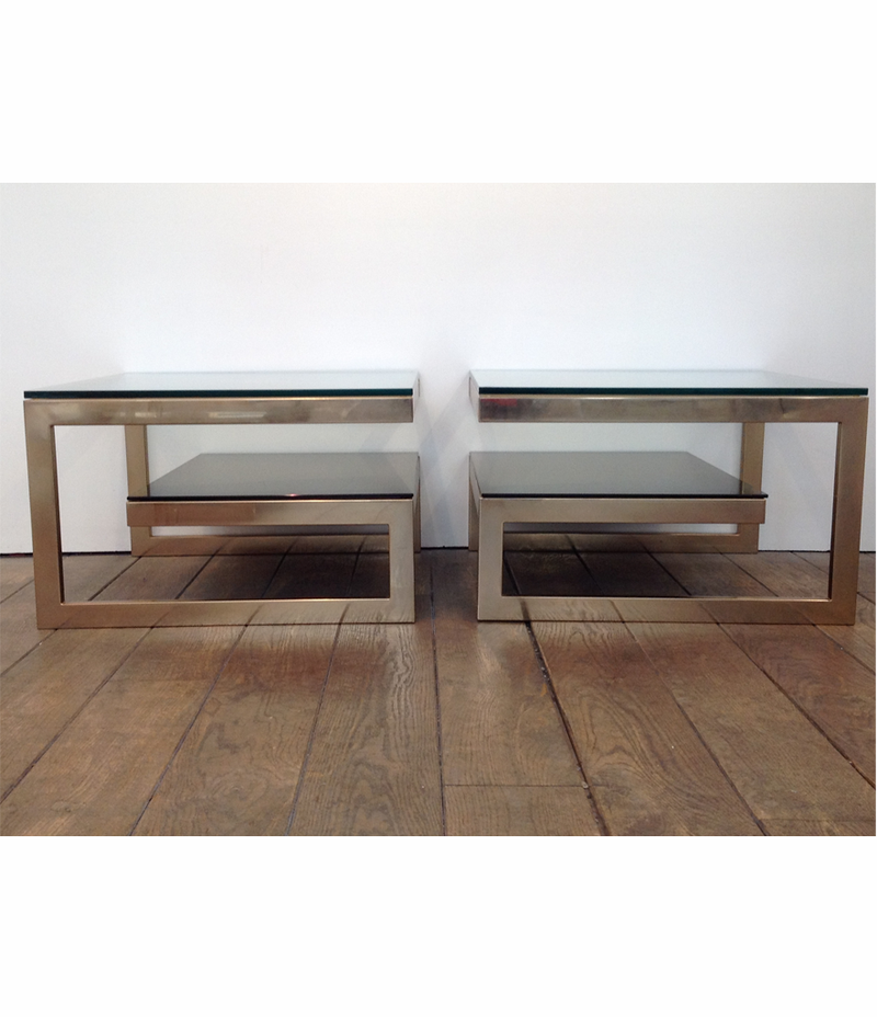 Pair of Belgo chrome  G side tables 