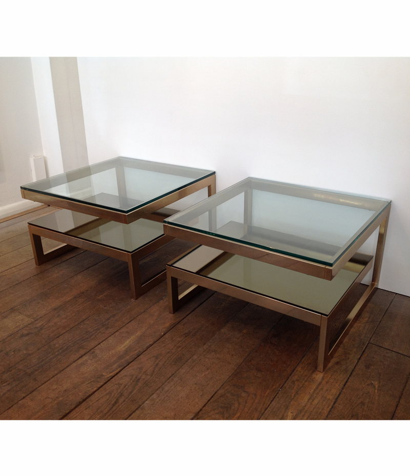 Pair of Belgo chrome  G side tables 