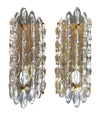 PAIR OF SWEDISH ORREFORS GLASS WALL SCONCES BY CARL FAGERLUND ON BRASS PLATES