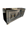 QUALITY ART DECO EBONIZED THREE-DOOR SIDEBOARD WITH NERO PORTORO MARBLE TOP