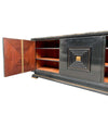 QUALITY ART DECO EBONIZED THREE-DOOR SIDEBOARD WITH NERO PORTORO MARBLE TOP