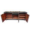 QUALITY ART DECO EBONIZED THREE-DOOR SIDEBOARD WITH NERO PORTORO MARBLE TOP