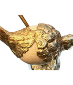 RARE GABRIELLA CRESPI GILT METAL "STRUZZO" LAMP WITH REAL OSTRICH EGG CENTRE