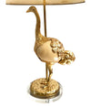 RARE GABRIELLA CRESPI GILT METAL "STRUZZO" LAMP WITH REAL OSTRICH EGG CENTRE