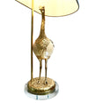 RARE GABRIELLA CRESPI GILT METAL "STRUZZO" LAMP WITH REAL OSTRICH EGG CENTRE