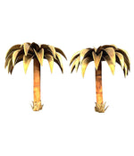 RARE PAIR OF 1960S MAISON JANSEN PALM TREE WALL SCONCES WITH REAL BAMBOO STEMS