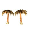 RARE PAIR OF 1960S MAISON JANSEN PALM TREE WALL SCONCES WITH REAL BAMBOO STEMS