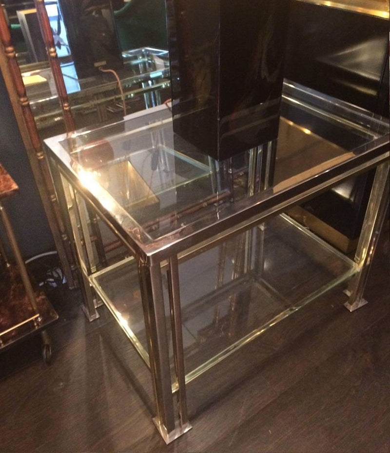 ROMEO REGA BRASS AND CHROME SIDE TABLE