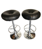 SET OF 4 1970S CHROME AND BLACK LEATHER BAR STOOLS BY JOHANSON DESIGN, SWEDEN