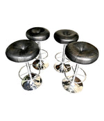 SET OF 4 1970S CHROME AND BLACK LEATHER BAR STOOLS BY JOHANSON DESIGN, SWEDEN