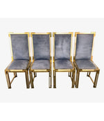 SET OF 8 ROMEO REGA LUCITE AND BRASS 1970S DINING CHAIRS