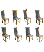 SET OF 8 ROMEO REGA LUCITE AND BRASS 1970S DINING CHAIRS