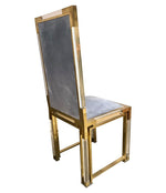 SET OF 8 ROMEO REGA LUCITE AND BRASS 1970S DINING CHAIRS