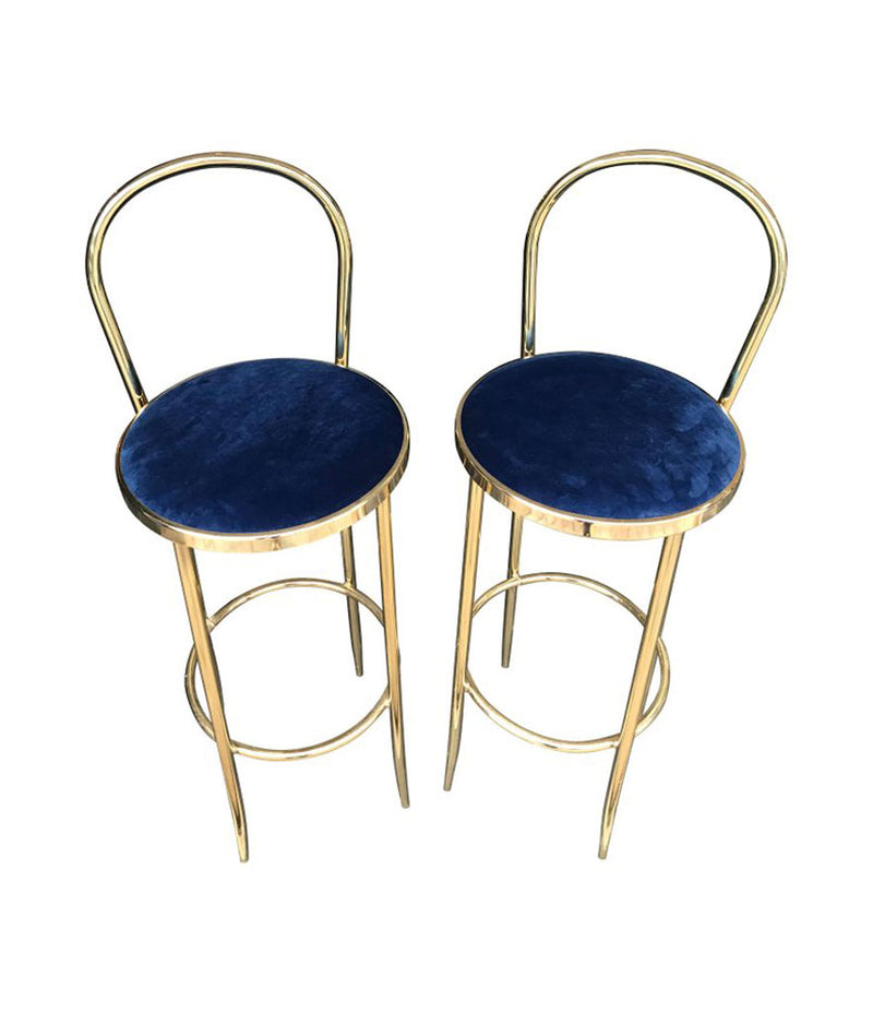 SET OF FOUR BRASS ITALIAN BAR STOOLS