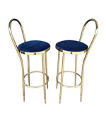 SET OF FOUR BRASS ITALIAN BAR STOOLS