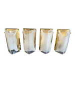 SET OF FOUR GLASS AND BRASS WALL SCONCES BY J T KALMAR