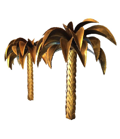  SET OF FOUR ORIGINAL MAISON JANSEN PALM TREE WALL LIGHTS