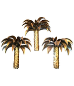 SET OF THREE RARE ORIGINAL MAISON JANSEN PALM TREE WALL LIGHTS