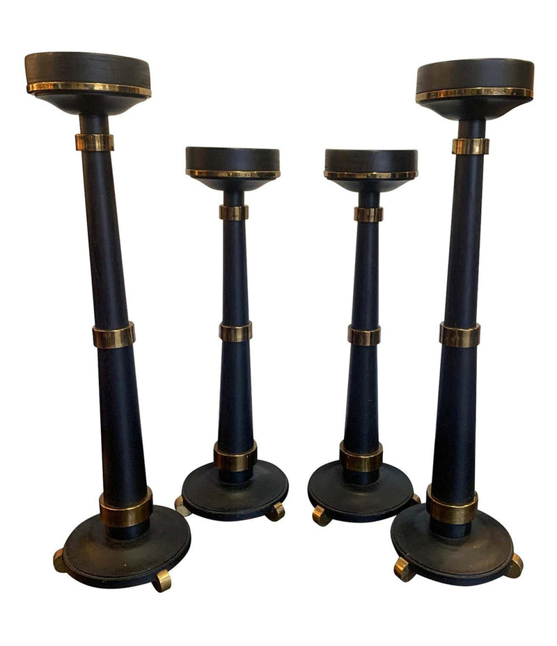 4 Ebonized Oak Art Deco Candle Pedestals - Ed Butcher Antiques