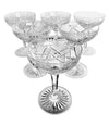 SET OF SIX 1940S VAL ST LAMBERT "LUBIN ANNETTE" CRYSTAL CHAMPAGNE COUPES