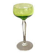 Set of Six Val Saint Lambert Green Crystal Hock Glasses -  Vintage Cocktail - Ed Butcher Antiques