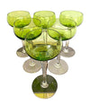 Set of Six Val Saint Lambert Green Crystal Hock Glasses -  Vintage Cocktail - Ed Butcher Antiques