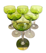 Set of Six Val Saint Lambert Green Crystal Hock Glasses -  Vintage Cocktail - Ed Butcher Antiques