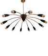 STILNOVO BRASS AND ENAMELLED METAL TWELVE-ARM SPIDER CHANDELIER