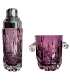 STUNNING CUT CRYSTAL COCKTAIL SHAKER WITH MATCHING ICE BUCKET IN PURPLE GLASS