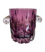 STUNNING CUT CRYSTAL COCKTAIL SHAKER WITH MATCHING ICE BUCKET IN PURPLE GLASS