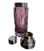 STUNNING CUT CRYSTAL COCKTAIL SHAKER WITH MATCHING ICE BUCKET IN PURPLE GLASS