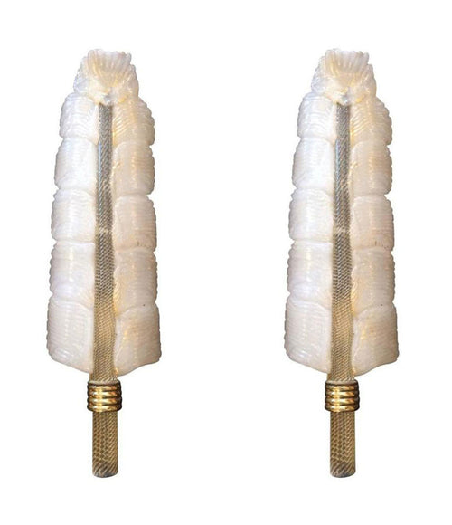 STUNNING PAIR OF BAROVIER AND TOSA FEATHER WALL SCONCES