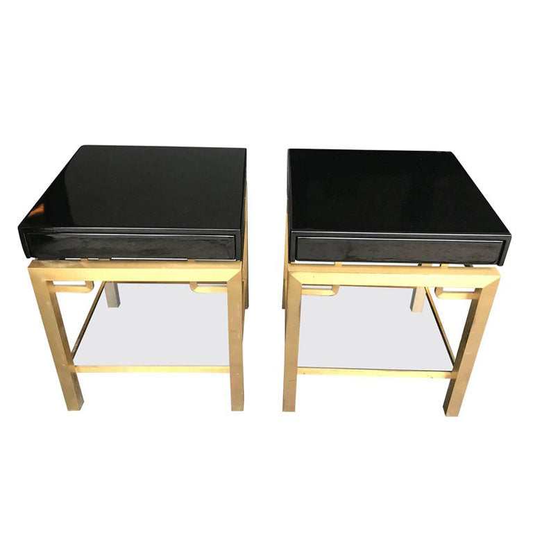 STUNNING PAIR OF GUY LEFEVRE BLACK LACQUER SIDE TABLES