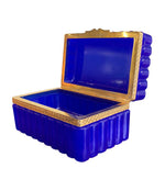 STUNNING 1950S COBALT BLUE MURANO GLASS HINGED JEWELRY BOX BY CENDESE, ITALY