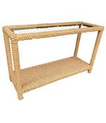 STUNNING 1950S ROPE CONSOLE BY ADRIAN AUDOUX AND FRIDA MINET WITH GLASS SHELF