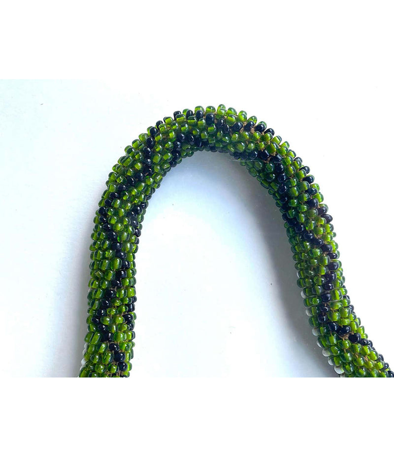 STUNNING LARGE FRAMED GREEN BEADED SNAKE MADE BY WW1 TURKISH PRISONERS OF WAR