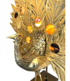 STUNNING RARE LARGE BRASS PEACOCK LAMP WITH AGATE BACKLIT TAIL BY FONDICA