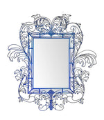 STUNNING WIRE FRAMED MIRROR BY ANACLETO SPAZZAPAN FINISHED IN SKY BLUE COLOR