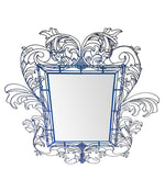 STUNNING WIRE FRAMED MIRROR BY ANACLETO SPAZZAPAN FINISHED IN SKY BLUE COLOR